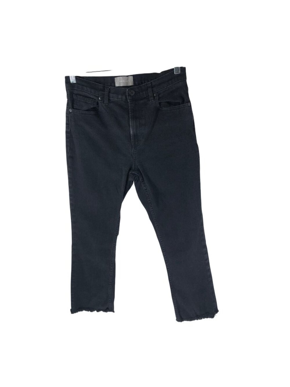Everlane Womens High-Rise Crop Jeans Straight Leg Raw Hem Black Size 30 Regular
